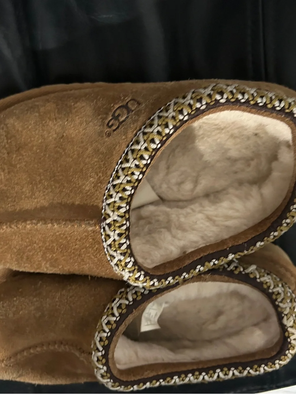 UGG Chestnut Shearling-Lined Slippers